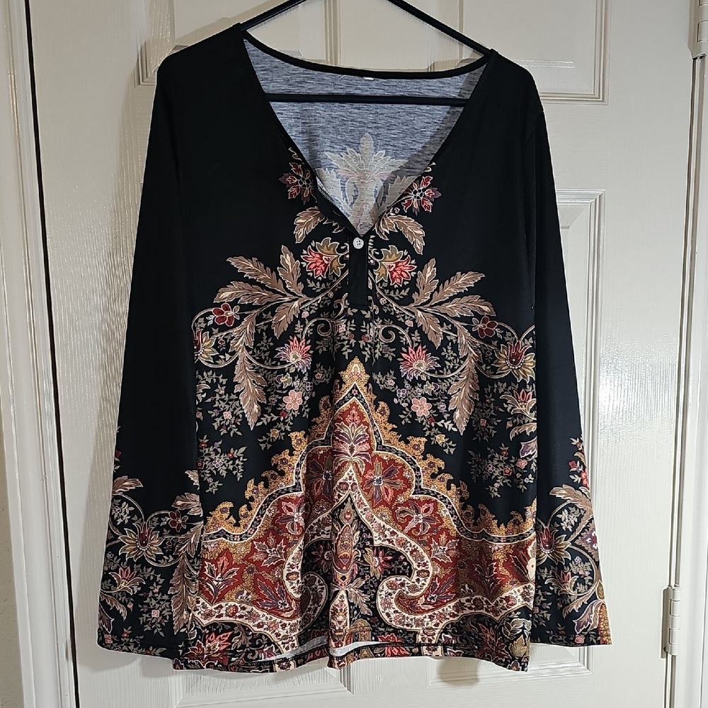 New Whimseygoth Paisley Womens Boho Floral Women's Top XL - Picture 5 of 10